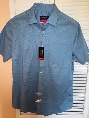 Awareness Kenneth Cole Blue Short-Sleeve Button-Up Shirt